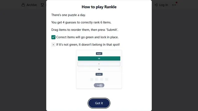 Rankle official game page captured in a desktop browser