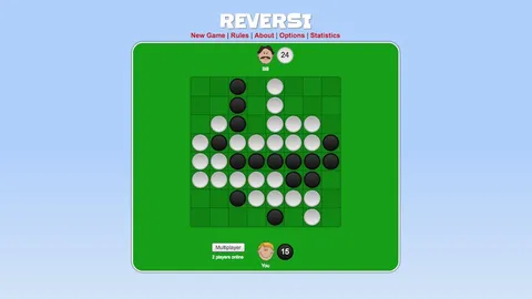 Reversi official game page captured in a desktop browser