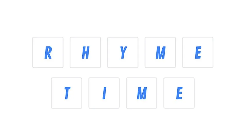 Rhyme Time official game page captured in a desktop browser