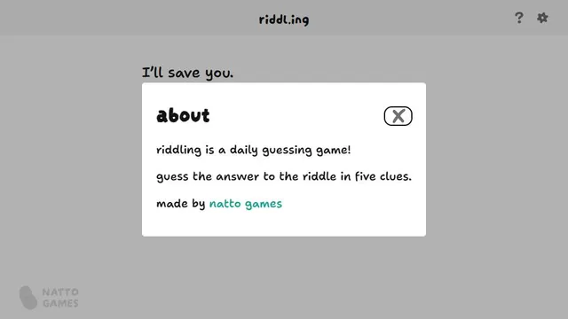 riddl.ing official game page captured in a desktop browser