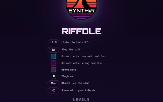 'Riffdle' game in progress