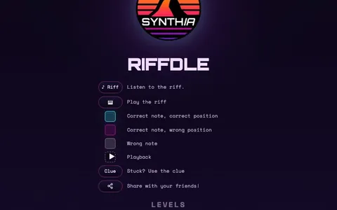 'Riffdle' game in progress