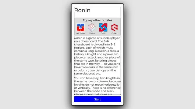Ronin official game page captured in a desktop browser