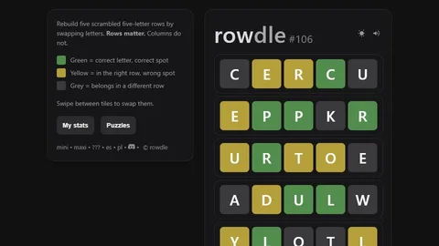 Rowdle official game page captured in a desktop browser