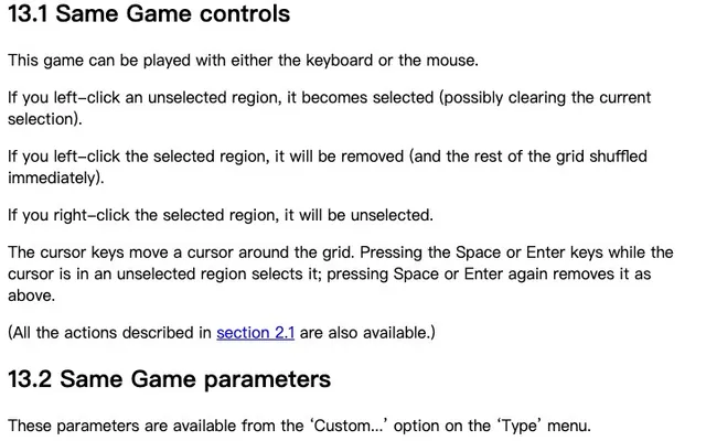 'Same Game' game in progress