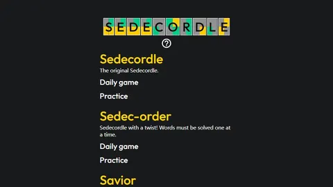 sedecordle official game page captured in a desktop browser