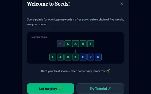 'Seeds Word Game' game in progress