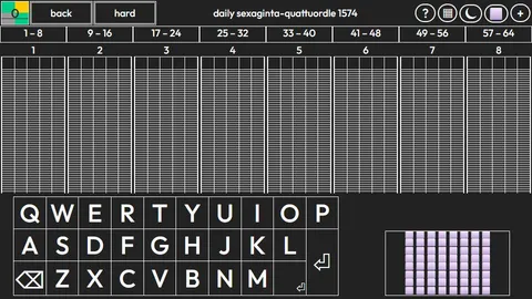 Sexaginta-quattuordle official game page captured in a desktop browser
