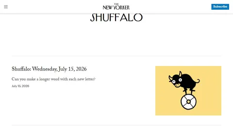 Shuffalo official game page captured in a desktop browser