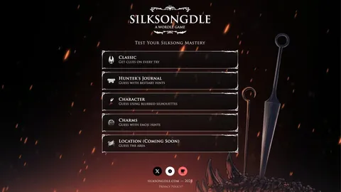 Silksongdle official game page captured in a desktop browser