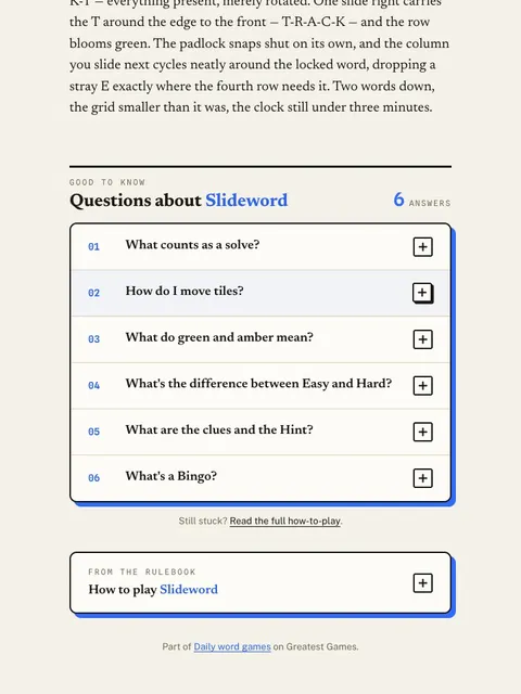 'Slideword' game in progress
