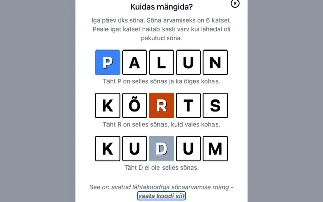 'Sõnarajad' game in progress