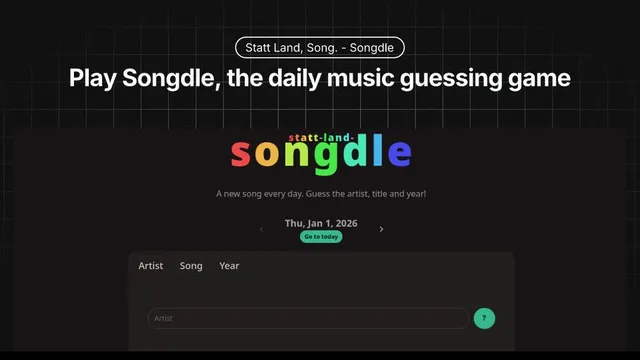 Songdle official game page captured in a desktop browser