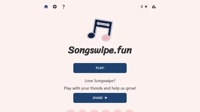 SongSwipe official game page captured in a desktop browser
