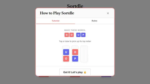 Sortdle official game page captured in a desktop browser
