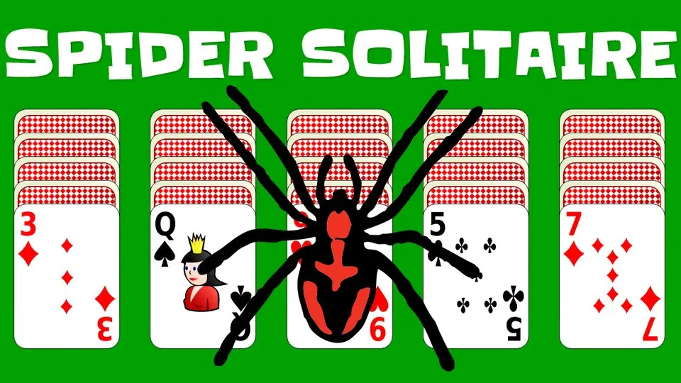 Spider Solitaire official game page captured in a desktop browser
