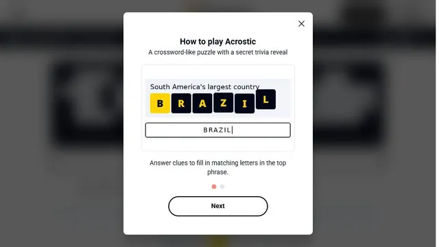 Sporcle Daily Acrostic official game page captured in a desktop browser