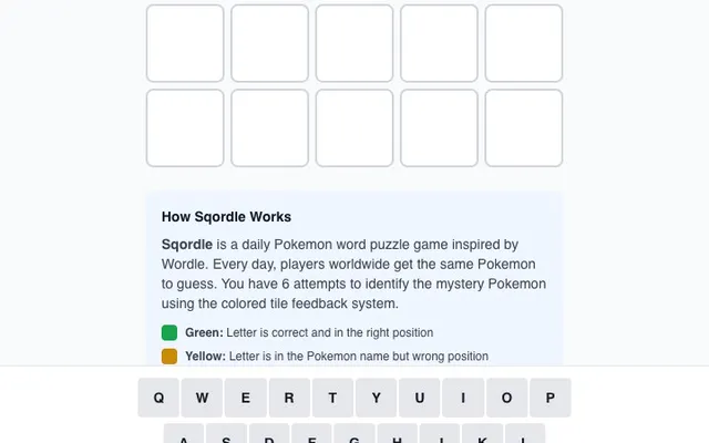 'Sqordle' game in progress