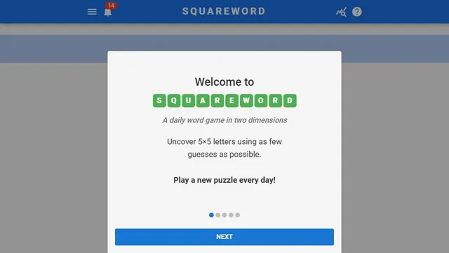 Squareword official game page captured in a desktop browser