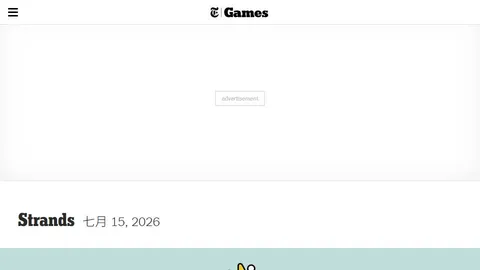 Strands official game page captured in a desktop browser