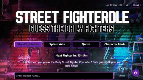Streetfighterdle official game page captured in a desktop browser