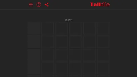 Talldle official game page captured in a desktop browser