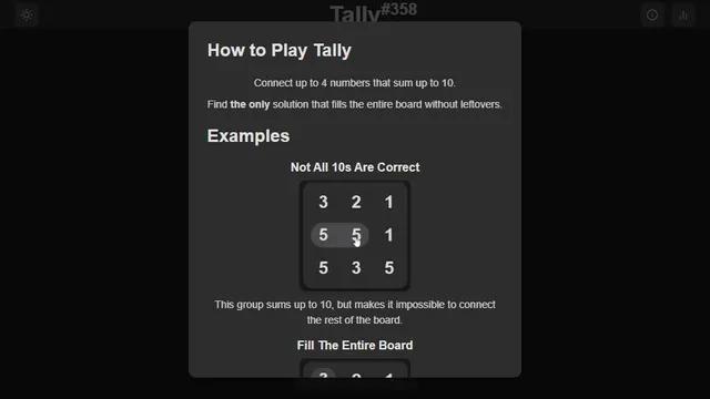 Tally official game page captured in a desktop browser