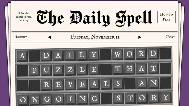 The Daily Spell official game page captured in a desktop browser