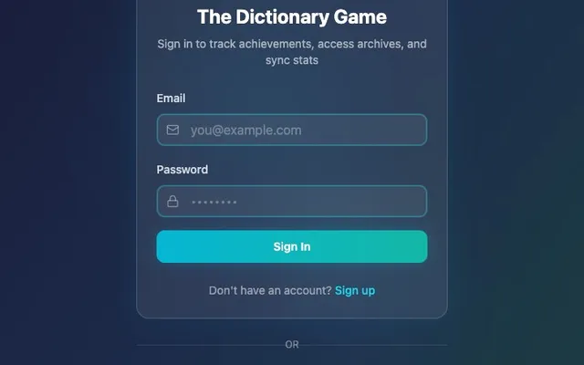 'The Dictionary Game' game in progress