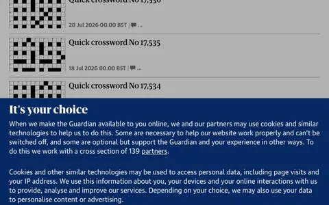 'The Guardian - Quick Crossword' game in progress