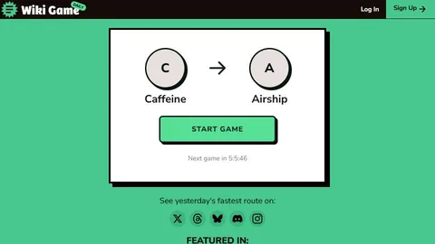 The Wiki Game Daily official game page captured in a desktop browser
