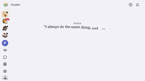 thingdle official game page captured in a desktop browser
