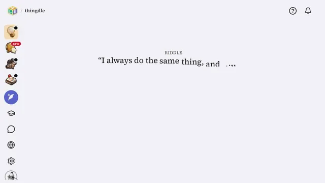 thingdle official game page captured in a desktop browser