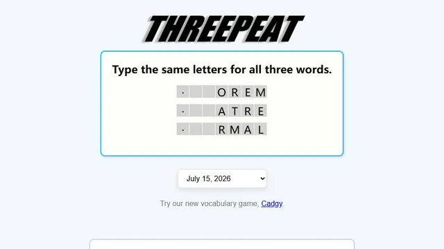 Threepeat official game page captured in a desktop browser