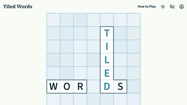 Tiled Words official game page captured in a desktop browser