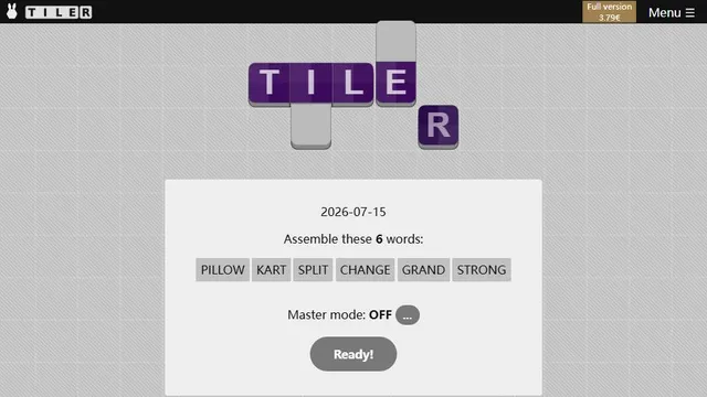 Tiler official game page captured in a desktop browser