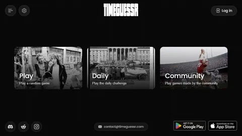 TimeGuessr official game page captured in a desktop browser