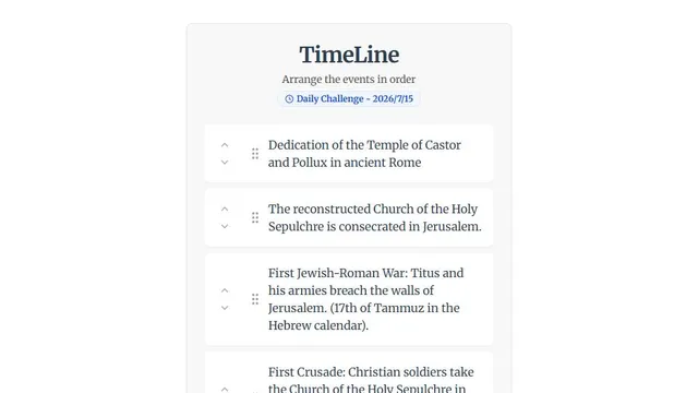 TimeLine Game official game page captured in a desktop browser
