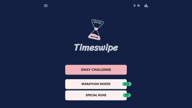 TimeSwipe official game page captured in a desktop browser