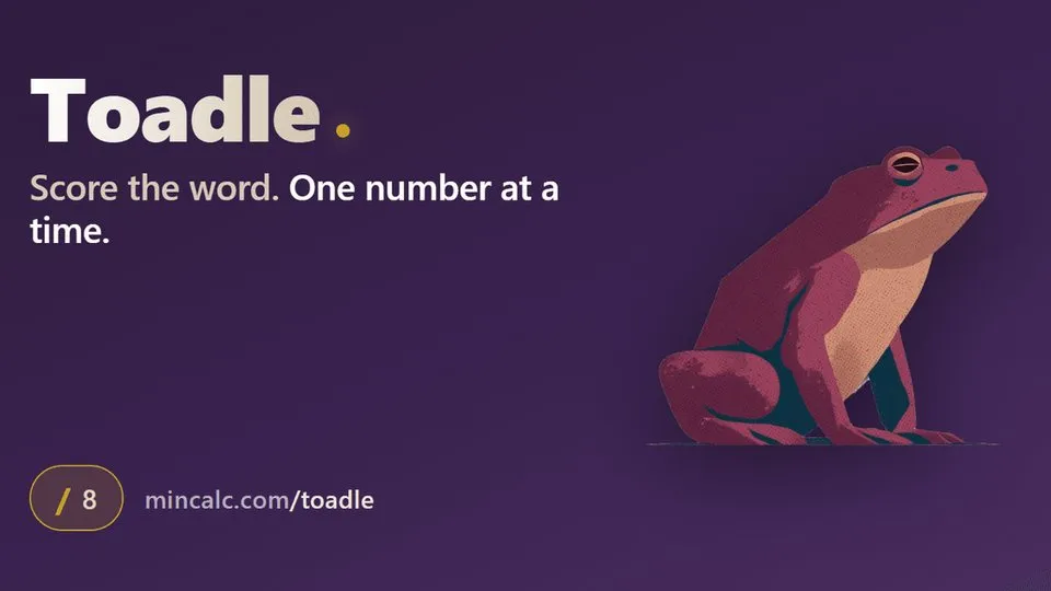 Toadle official game page captured in a desktop browser