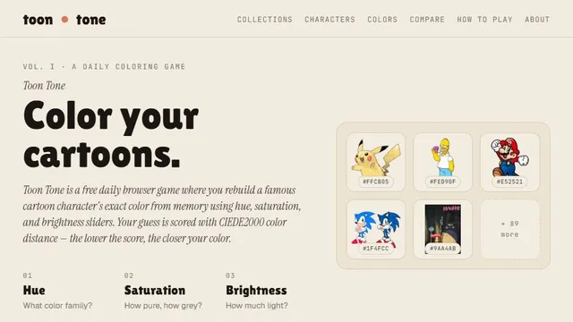 Toon Tone Fun official game page captured in a desktop browser