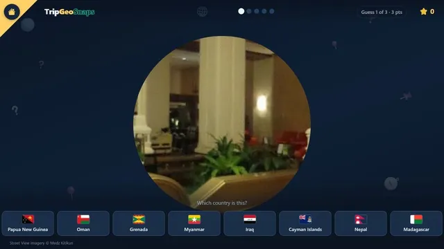 TripGeo Snaps official daily geography game showing a Street View crop and country choices