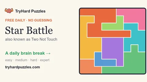 TryHard Puzzles (Daily Star Battle) official game page captured in a desktop browser