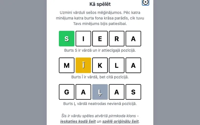 'Vārdulis' game in progress