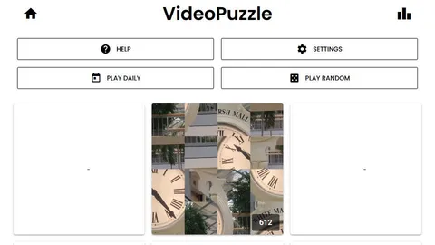 VideoPuzzle official game page captured in a desktop browser