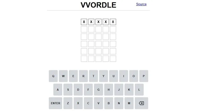 'VVordle' game in progress