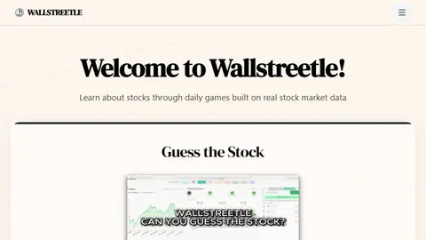 Wallstreetle official game page captured in a desktop browser