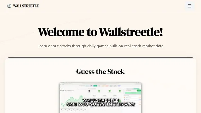 Wallstreetle official game page captured in a desktop browser