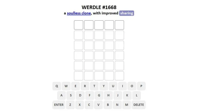 'Werdle' game in progress
