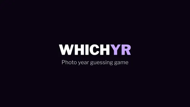 WhichYr official game page captured in a desktop browser
